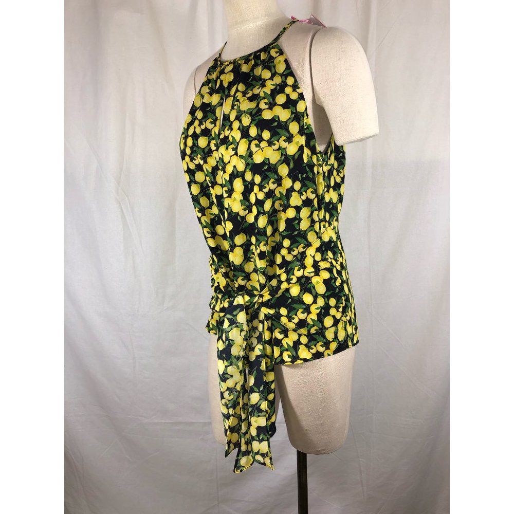 Parker Small Limon Lemons Keyhole Tie Waist Blouse